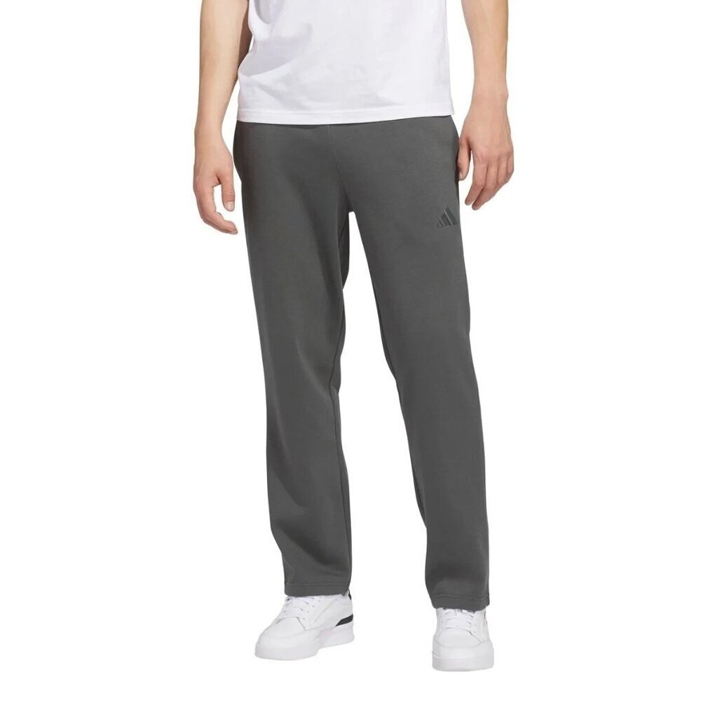 Adidas Men's M Fleece Pants Gray Elastic Waistband 70% Cotton i1698